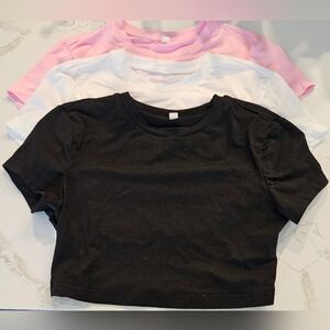 NWOT Basic Cropped Tee Trio - Black, White & Pink